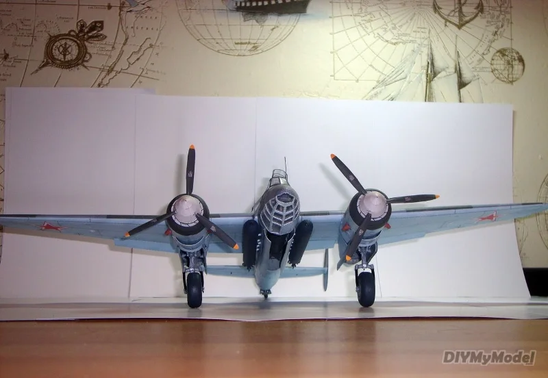 DIYMyModeI-bombardero de tu-2m, modelo de papel hecho a mano, rompecabezas de juguete, accesorios de pel&iacute;cula-1