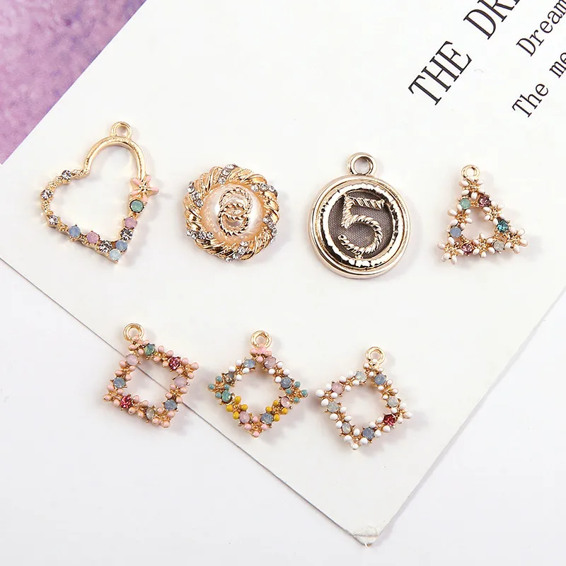 6 шт. трендовые милые Квадратные серьги с цветком и луной в форме сердца для