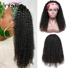 Парики YYong из парик с головной повязкой кудрявых натуральных бразильских волос, с цветным шарфом, 100% парики из натуральных волос для женщин