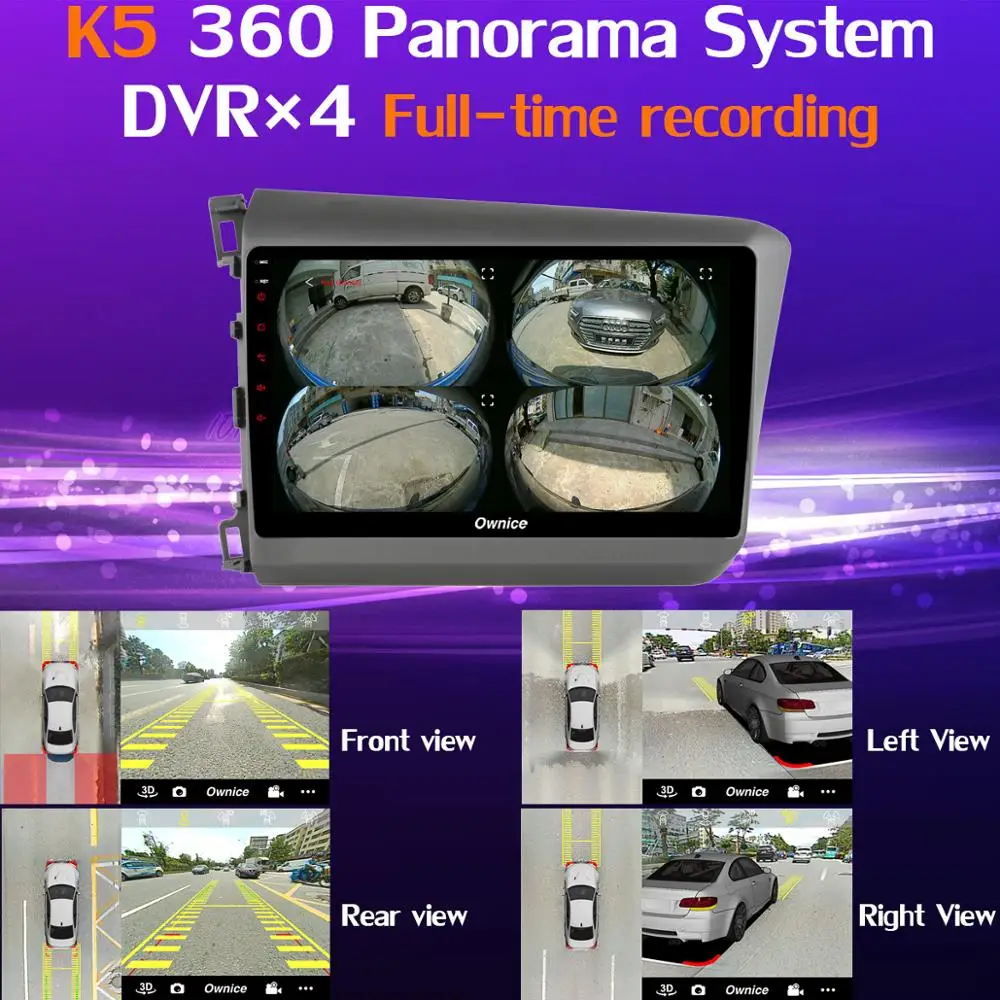 Автомагнитола с GPS проигрывателем для Honda Civic 9 FB FK FD RHD LHD 360 ° 8 ядерный процессор 4G +