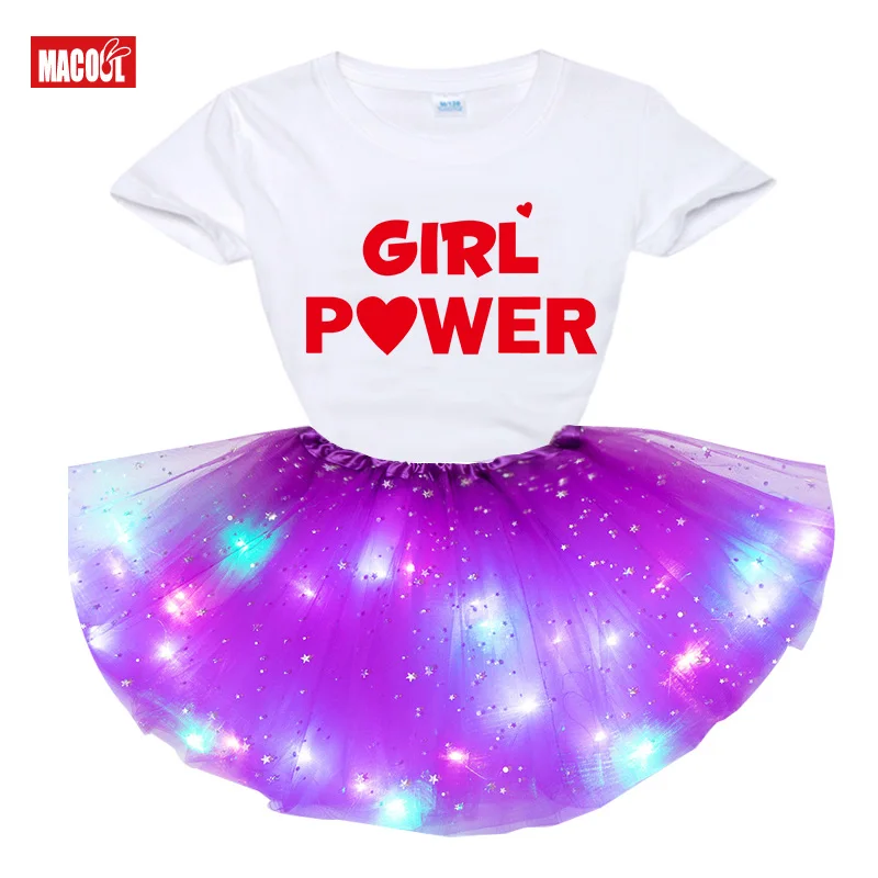 Girls Clothing Set New 2021 Summer Fashion Style Cartoon Printed T-Shirts+tutu Dress Set Girls Short Skirts Dress Clothes Sets