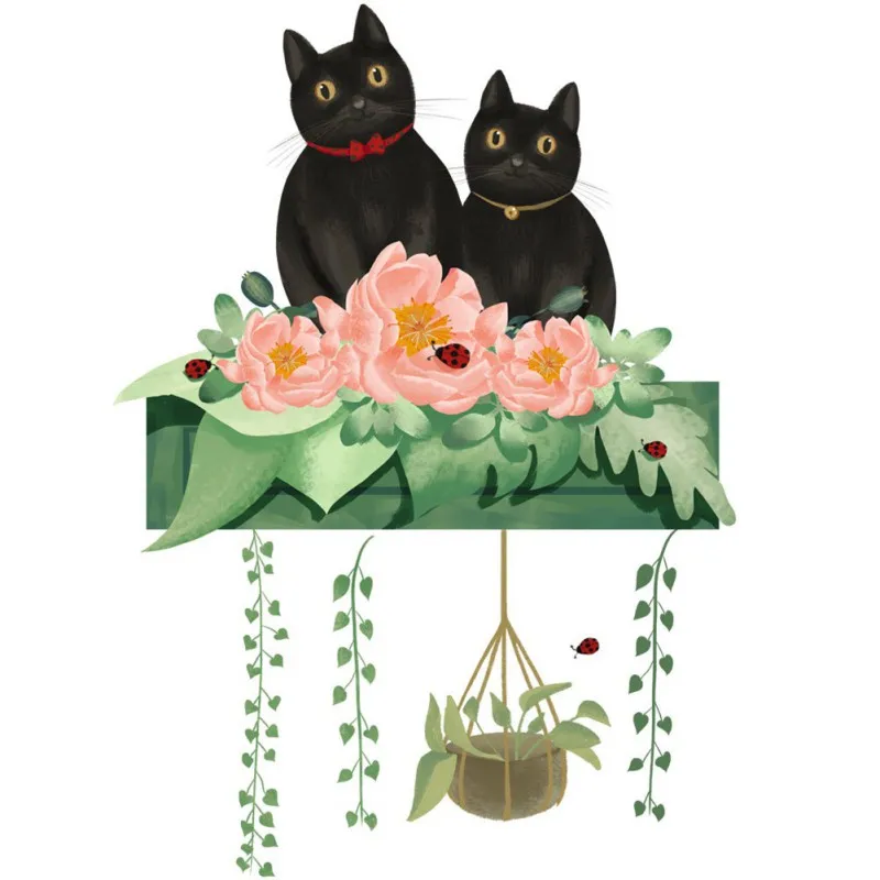 

Baby Room Cute Kitten Wall Stickers for Kids Room Baby Nursery Decoration Cartoon Wall Decals Gift Home Decoration