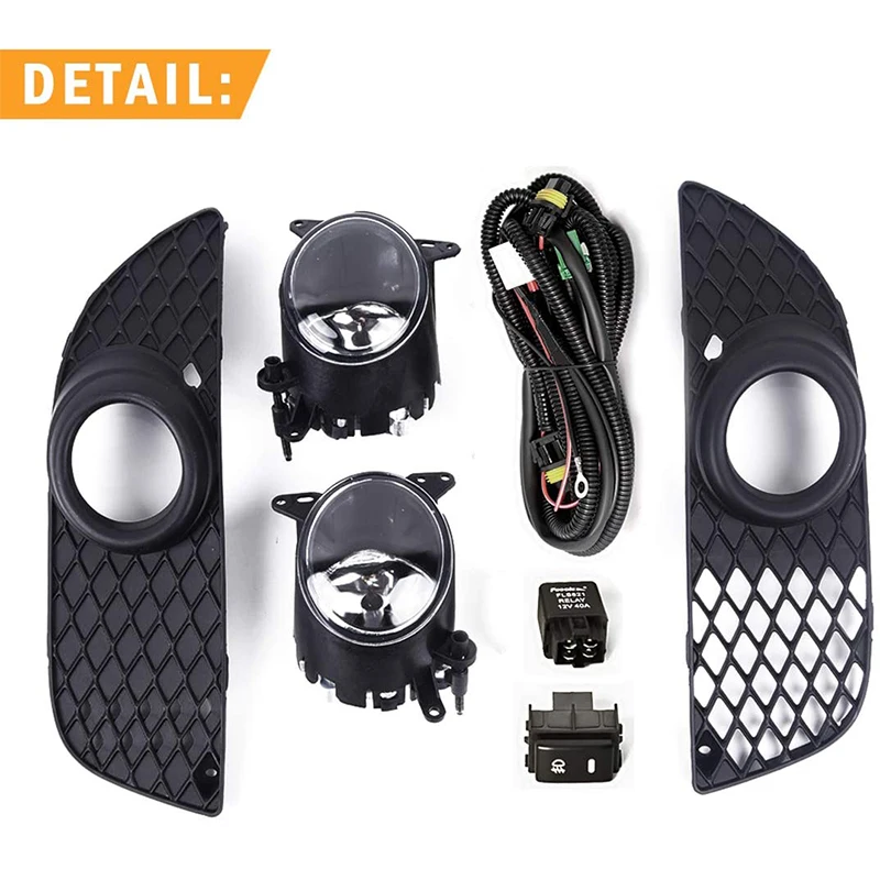 Car Fog Lamp for Mitsubishi Lancer 2008 - 2013 Halogen Bulbs 12V Lights With Wiring Harness &amp Grilles Cover Trim Kit |