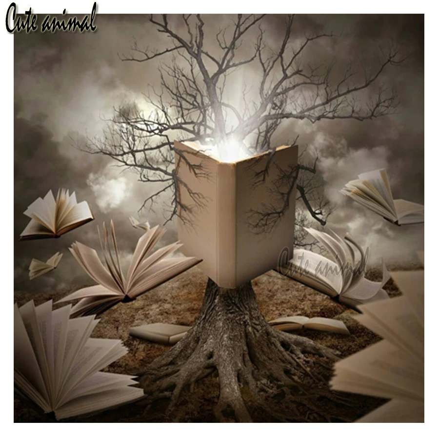 

5D квадратная круглая мозаика, алмазная живопись, книга с волшебным деревом, рукоделие, вышивка крестиком, DIY искусство, полная вышивка, Декор