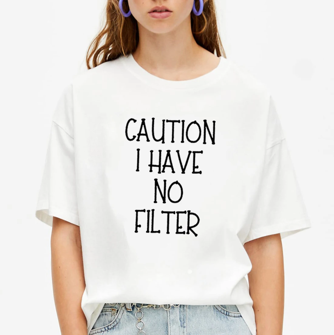 Внимание! Летняя футболка с принтом без фильтра Женская хлопковая коротким