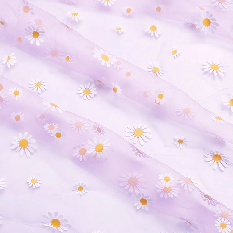 Ткань из органзы с принтом маргариток для девочек летнее платье принцессы ручной