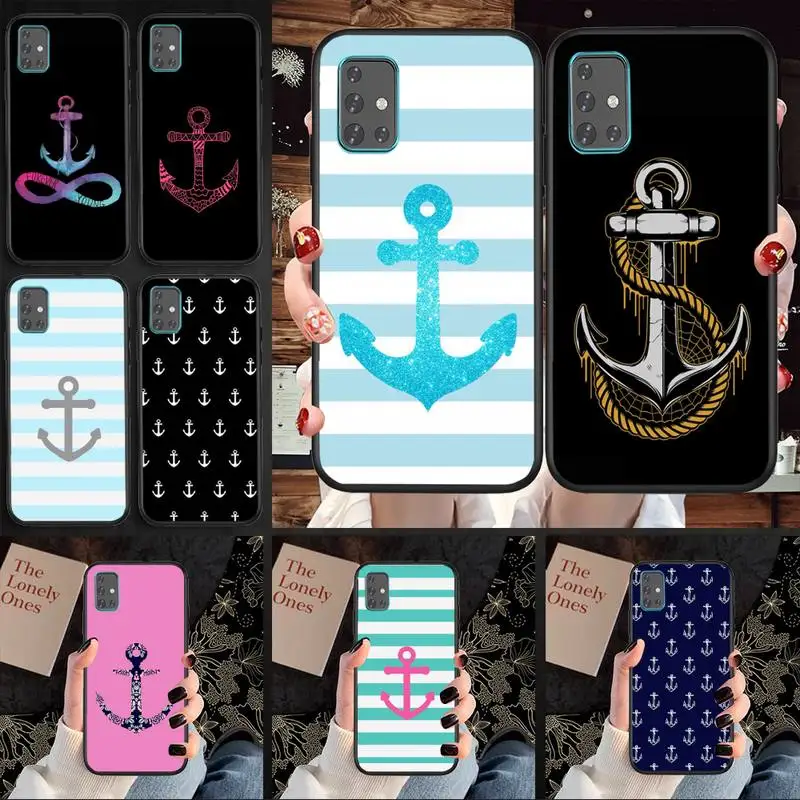 

Navy Stripes Hope Anchor Phone Case For Samsung A11 A12 A71 A80 M10 M20 M21 M30 M31 M31S 5G Cover Fundas