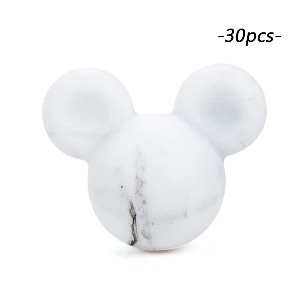 marble LOFCA 30 шт Микки силиконовые бусины BPA бесплатно мультфильм детские игрушки для прорезывания зубов пищевой силикон для кормления ожерелье для изготовления соски цепь - Цвет: marble