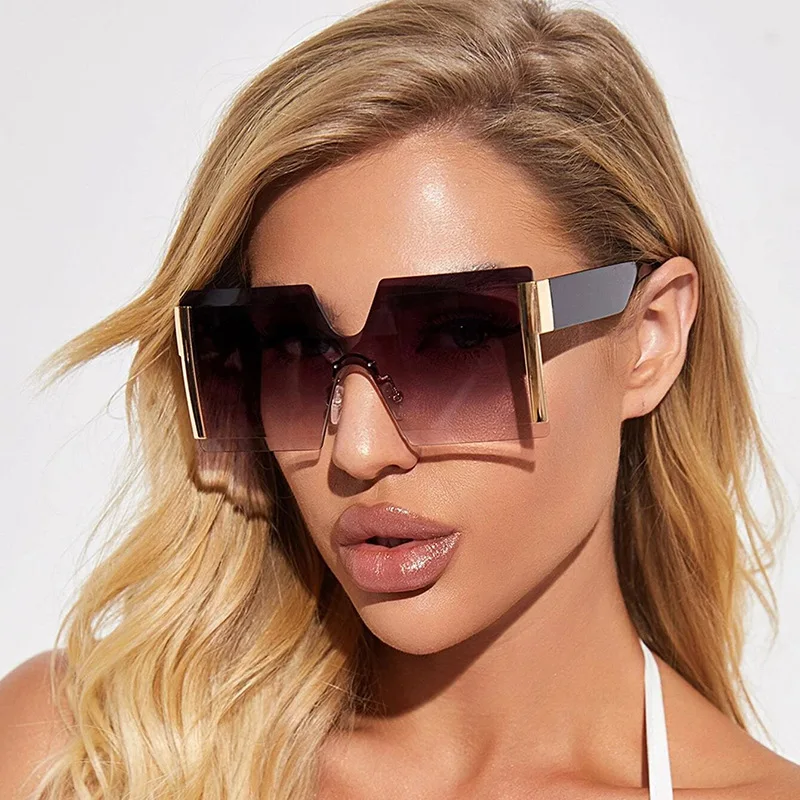 

2021 Trendy Personality Sunglasses Frameless One-piece Sunglasses Female Personality Street Shooting Catwalk Retro Glasses