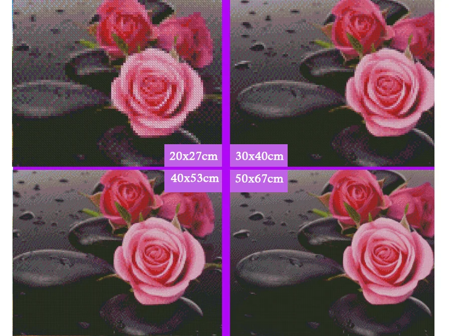 Алмазная 5D картина Цветы и камни круглые стразы вышивка 100% | Дом сад