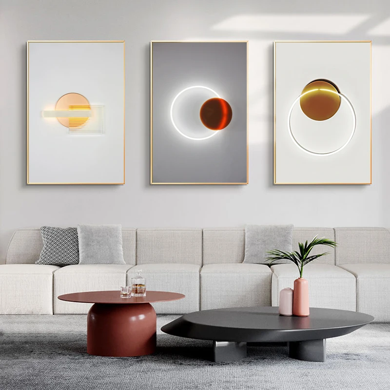 

Modern Geometric Wall Art Canvas Painting Abstract Simple Industrial Style Poster Print Wall Pictures for Living Room Decor