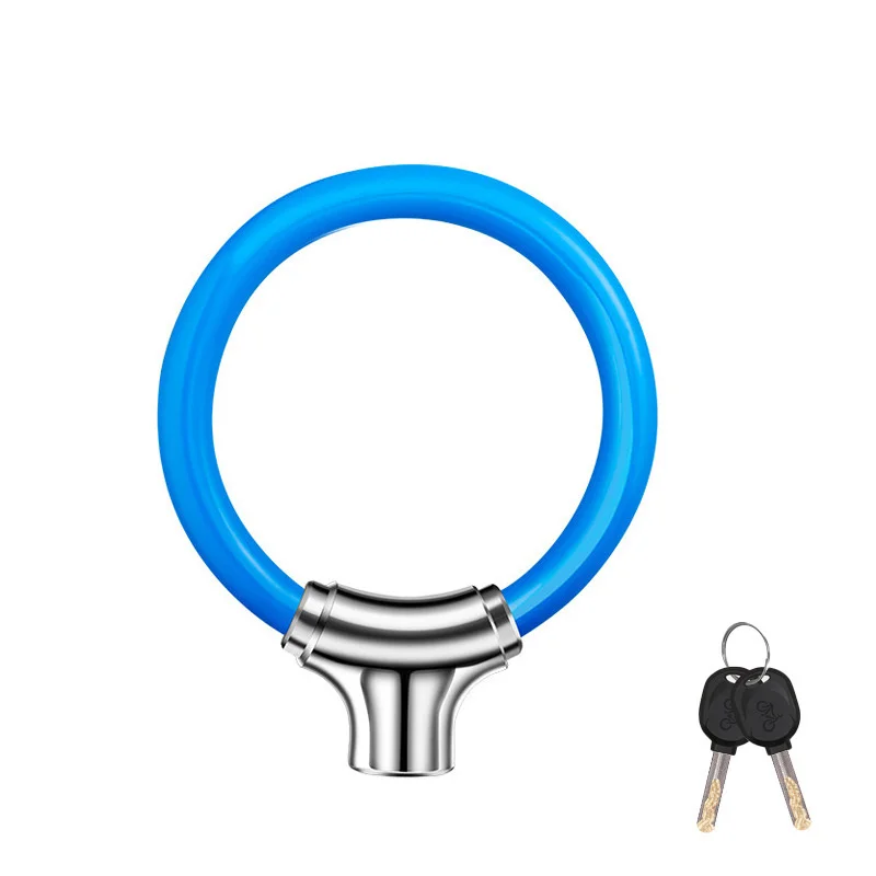 

Bicycle Cable Ring Lock for Outdoor Cycing Anti-theft Zinc Alloy Lock Core Portable Security Steel Cable Lock with 2 Key ED889