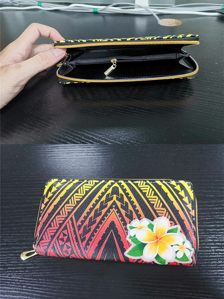 

ELVISWORDS Women Fashion 2pcs Bag Polynesian Tonga Tribal Logo Print Large Capacity PU Handbag and Wallet Durable Travel Bag