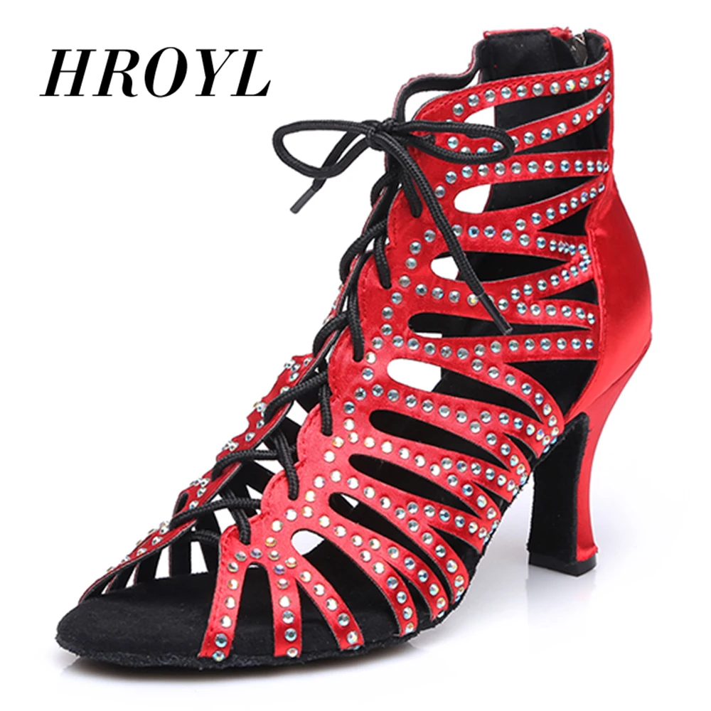 

Latin dance shoes for girl women lady's Rhinestone ballroom professional Salsa tango party dancing shoes high heel