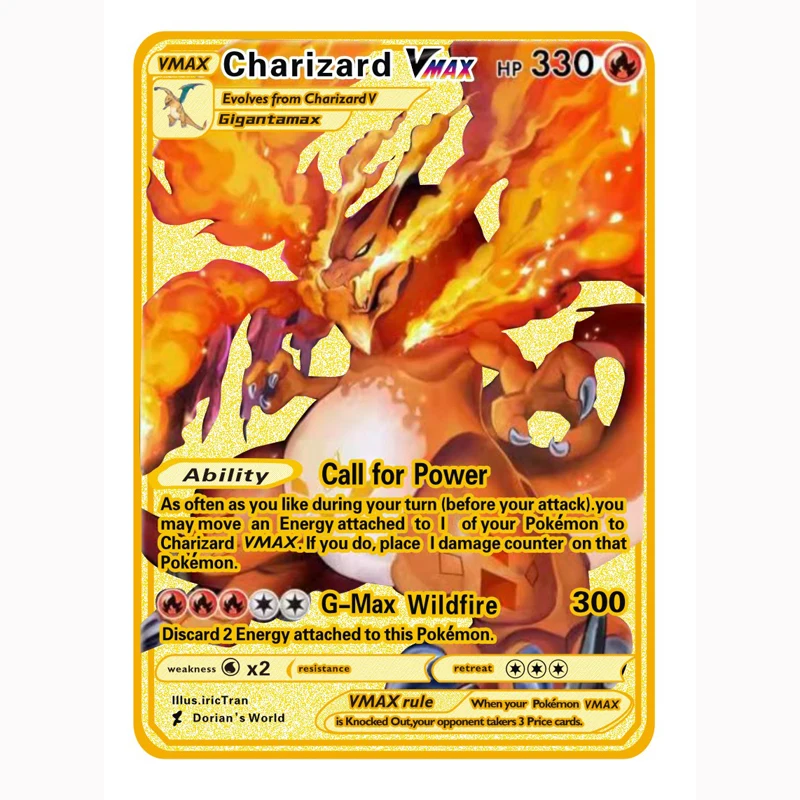 Карты Pokemon VMAX 11 видов Charizard Max на заказ металлические карты V Vmax коллекционная
