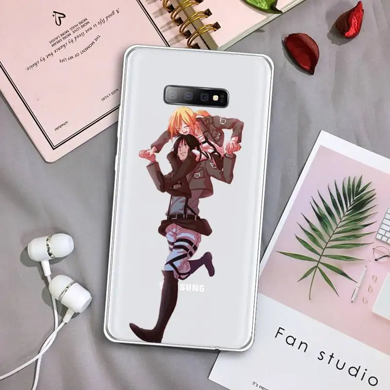 

Anime Japanese attack on Titan Phone Case Transparent For Samsung Galaxy S A 5 7 8 9 2015 20 edge plus 10 e lite 2019