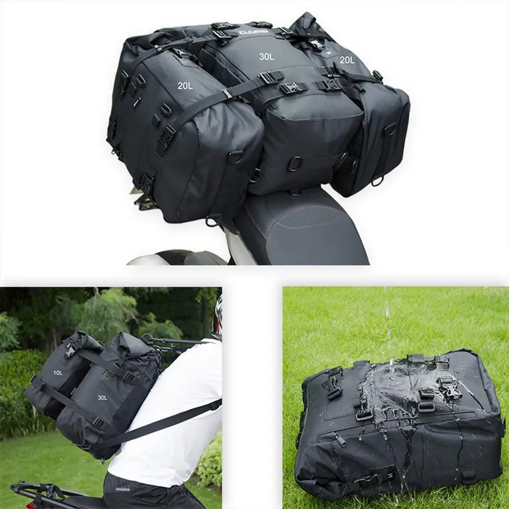 

10L 20L 30L Multiple Purposes Motorcycle Tail Pack Backpack Motorbike PVC Waterproof Rear Gear Bag For Rafting Fishing Camping