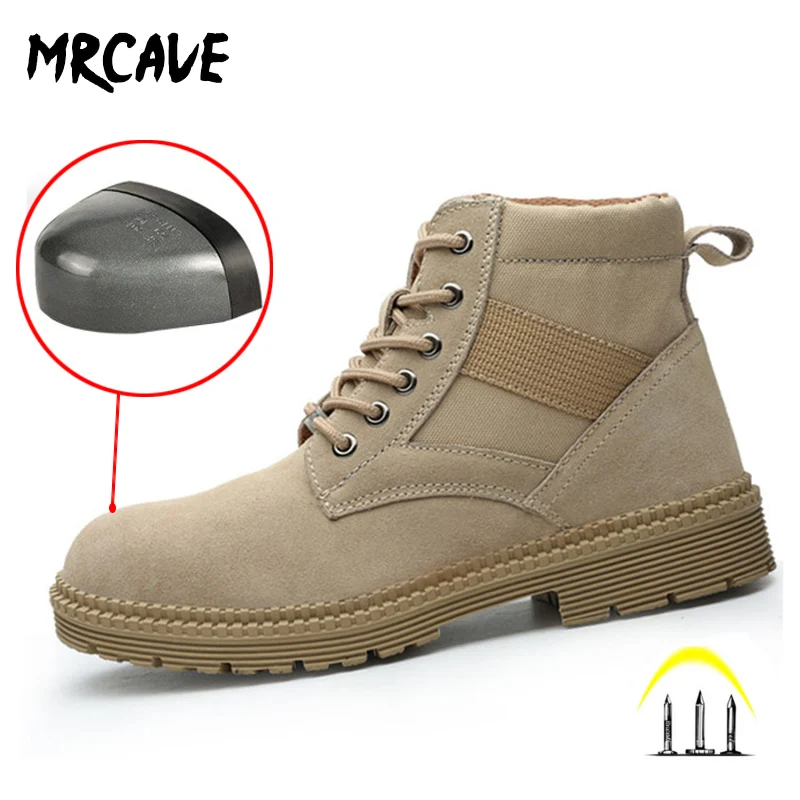 MRCAVE/Мужская Рабочая обувь со стальным носком ботильоны с защитой от проколов