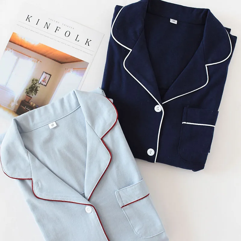 Хлопковая трикотажная ночная рубашка женская с длинным рукавом Весна-лето-осень