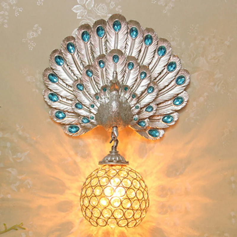 

Modern Resin Peacock Decor Wall Lamp Lighting Creative LED Bedside Sconces Living Room Corridor Aisle Stairs Lamp Loft Fixtures