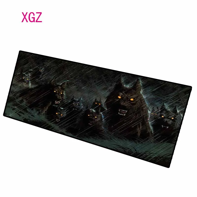 Большой коврик для мыши XGZ с изображением животного волка черный резиновый