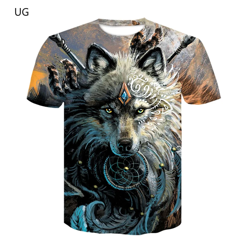 

UG Fighting Wolf New Men's T-shirt 3D Printing Novelty Animal T-shirt Funny Short Sleeve Summer Top T-shirt Men