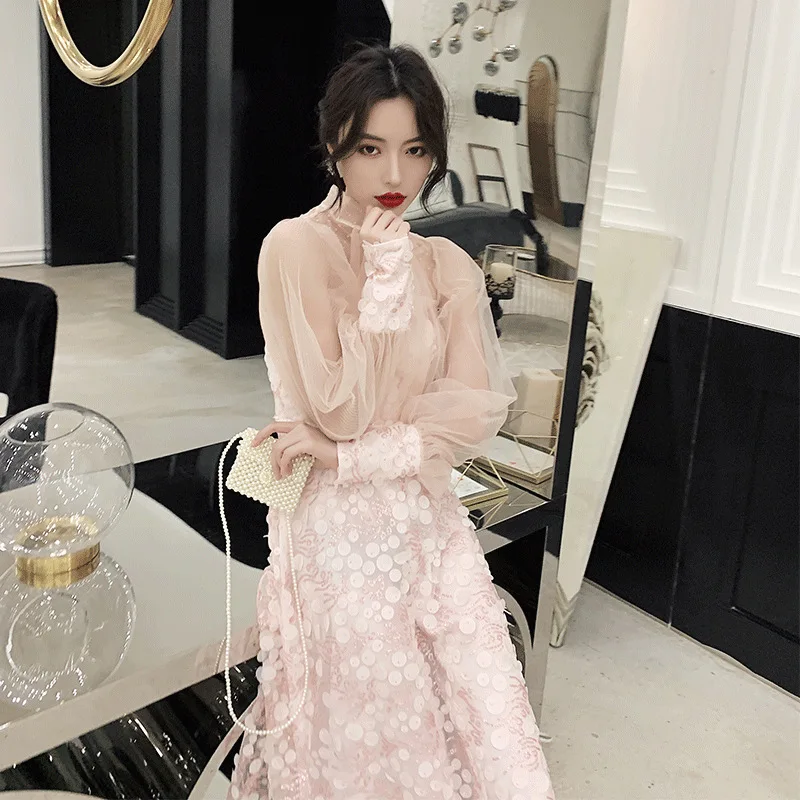 Платье для выпускного вечера элегантное блестящее короткое платье с рукавами