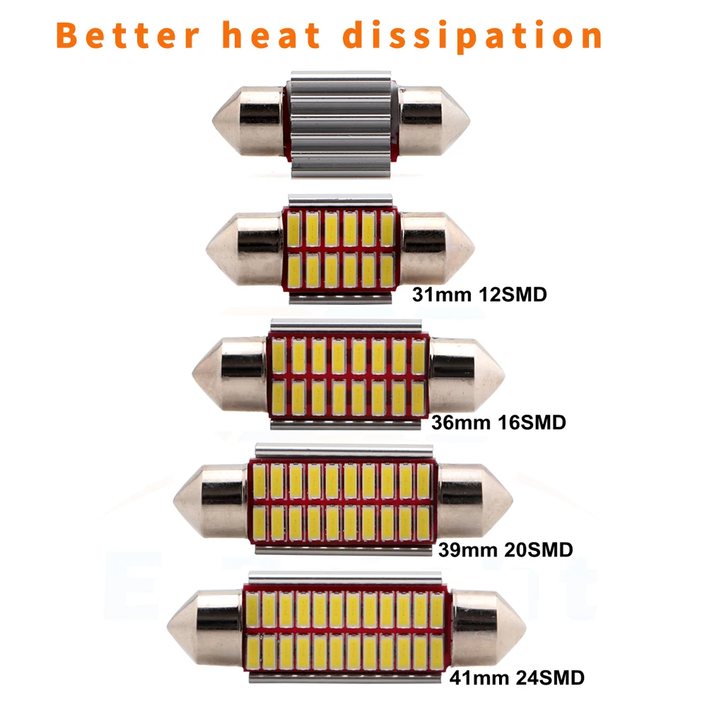 10X 9 в 16 белый C5W Canbus 31 мм 36 39 41 4014 12 SMD 20 24 лампы для автомобильных дверей чтения|41mm led