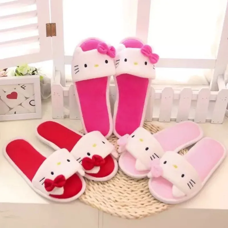 

Cute plush non-slip home slippers, home ladies bowknot home slippers, indoor flat shoes