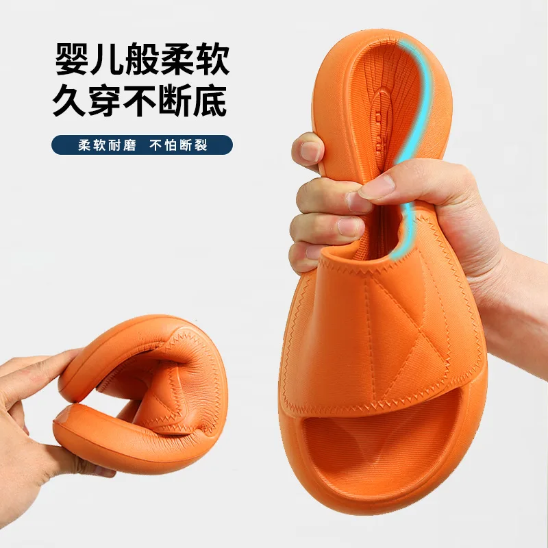 Thick bottom summer cool slippers female couples home interior anti-skid bathroom slippers men mute household soft bottom in