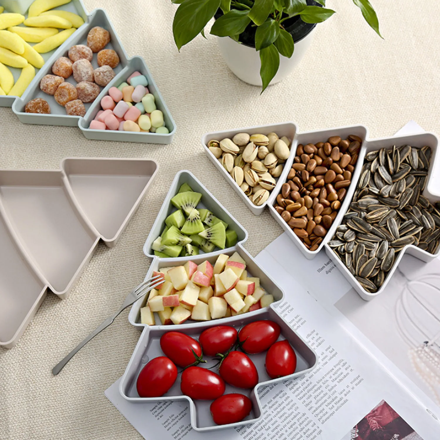 Behogar прекрасная Рождественская елка Форма фруктовые тарелки для закусок Пластик