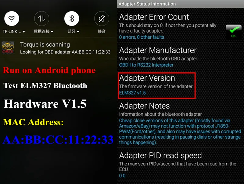Аппаратное обеспечение V1.5 чип PIC18F25K80 ELM327 Bluetooth V1.5 автоматический считыватель кодов Супер Мини ELM 327 работает на Android Symbian FW V1.5 лучший