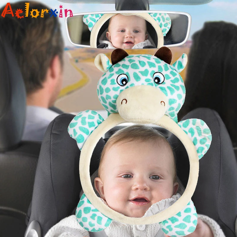 Monitor de espejo para asiento de beb&eacute; y ni&ntilde;o, accesorios de coche, Visi&oacute;n de seguridad, jirafa trasera, espejo de asiento infantil-2