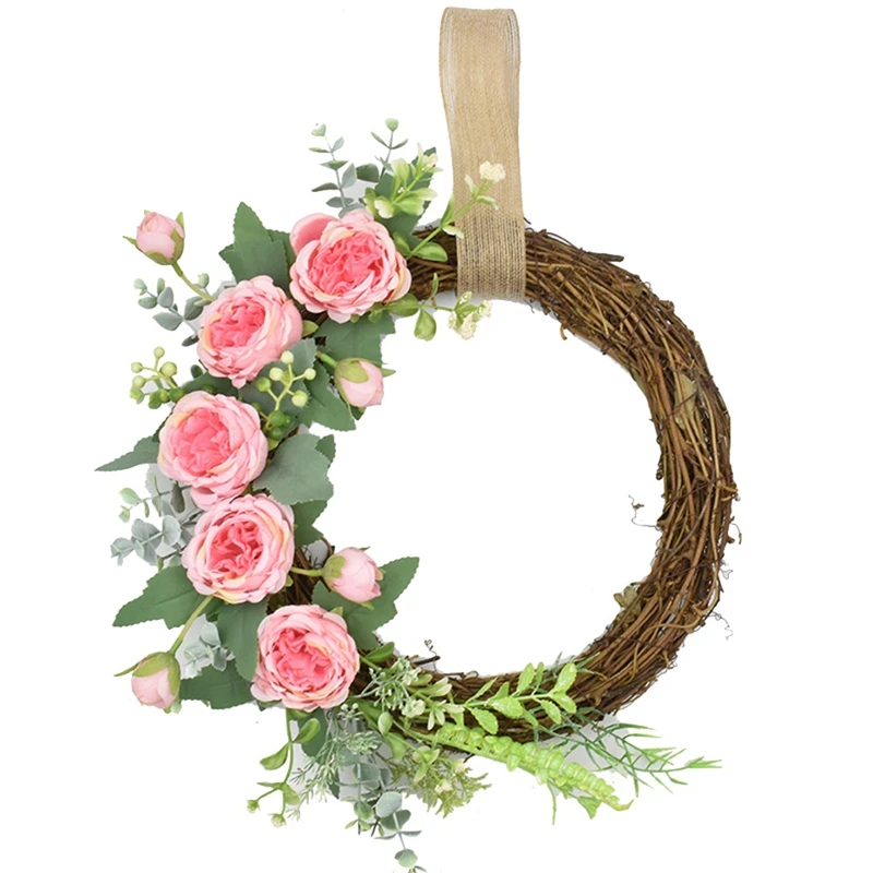 

New-Artificial Peony Wreath Mother's Day Wreath for Front Door Home Office Garden Party Wedding Arch Wall Window Decor