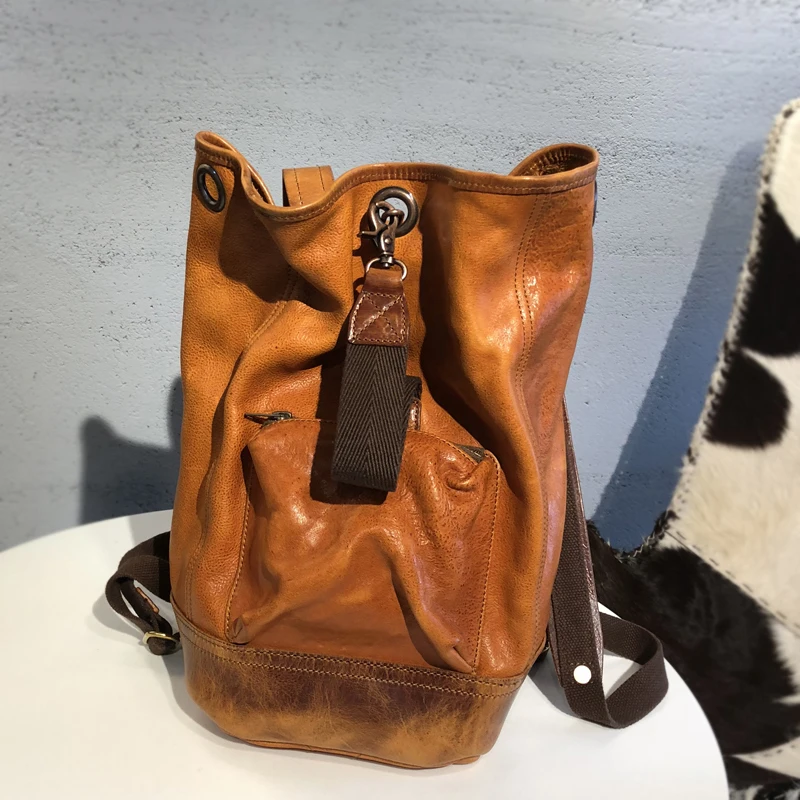 Роскошный винтажный кожаный мужской рюкзак из натуральной кожи в стиле ретро