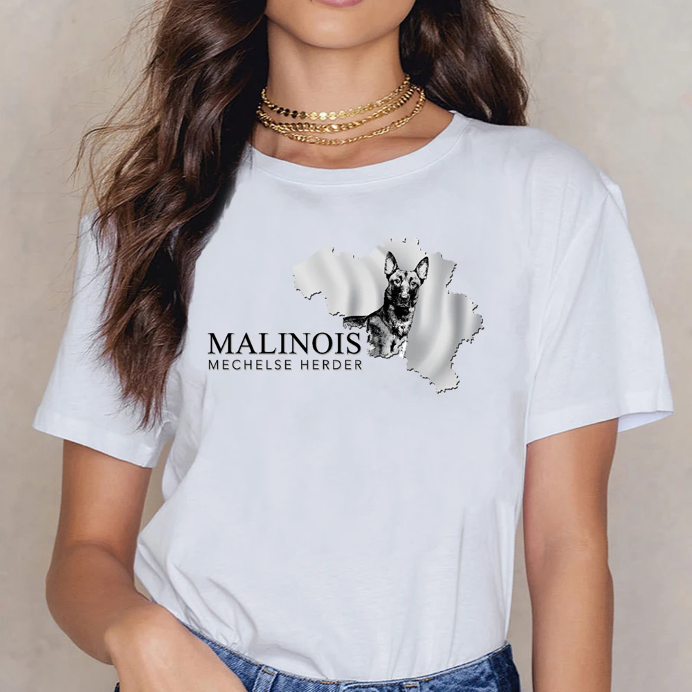 

Tops T Shirt Women Malinois Belgian Shepherd Womens Flowy Funny White Cotton Female Shirt