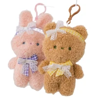 1pc 13cm kawaii bear rabbit cat plush pendant toys cute plush keychain dolls stuffed soft dolls for bag cup decorative gift