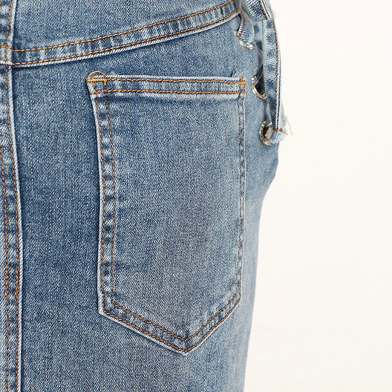 

CHICEVER Casual Solid Denim Skirt For Women High Waist Lace Up Patchwork Pockets A Line Mini Skirts Female 2021 Fashion Clothing