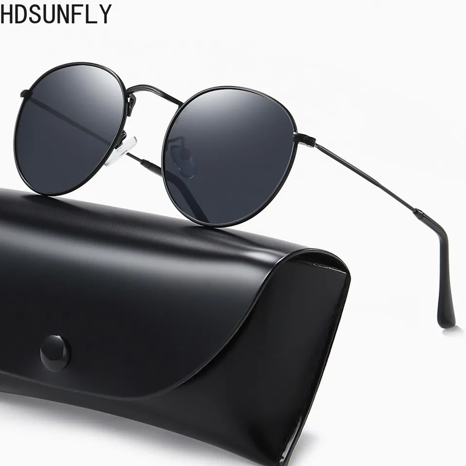 Солнцезащитные очки HDSUNFLY круглые поляризационные для мужчин и женщин вождения