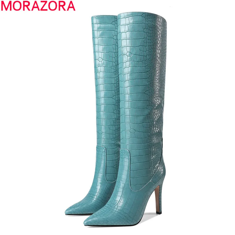 

MORAZORA 2020 Big size 34-43 women boots sexy extreme high heels pointed toe ladies shoes winter 5 colors knee high boots
