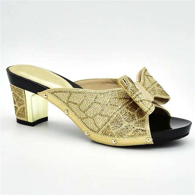 Gold shoes only Новое поступление; Итальянская обувь с сумочкой в комплекте для свадьбы; итальянский комплект из свадебных туфель и сумочки в нигерийском стиле; стразы - Цвет: Gold shoes only