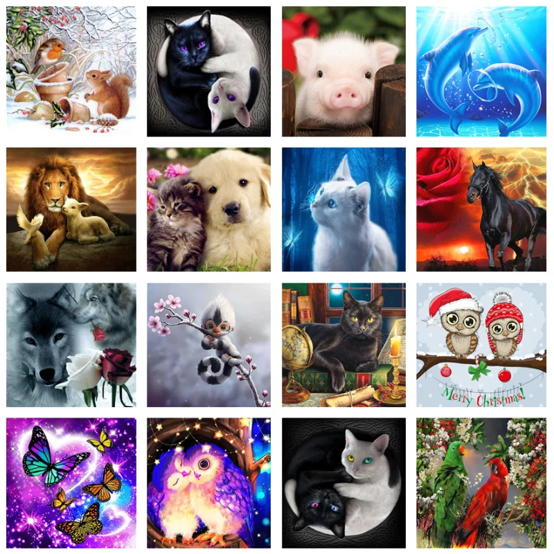 

5D DIY Diamond Painting Round Full Diamond Diamond Embroidery Mosaic Animal Picture Cat Cross Stitch Kit Home Decoration