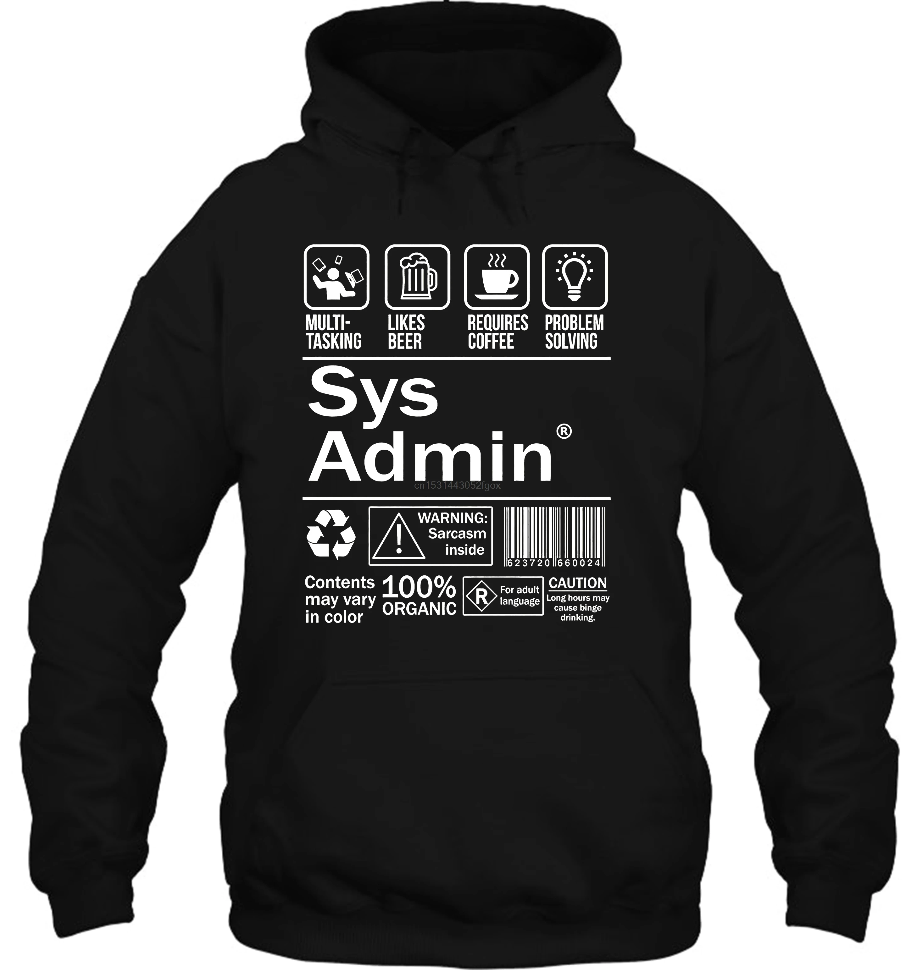 Мужская толстовка с капюшоном системного администратора продуктовый лейбл Unix