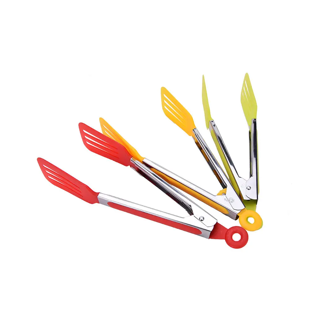 

Colorful Lock Design BBQ Tongs Silicone Cover Handle Kitchen Tongs Barbecue Clip Clamp Stainless Steel Food Tongs