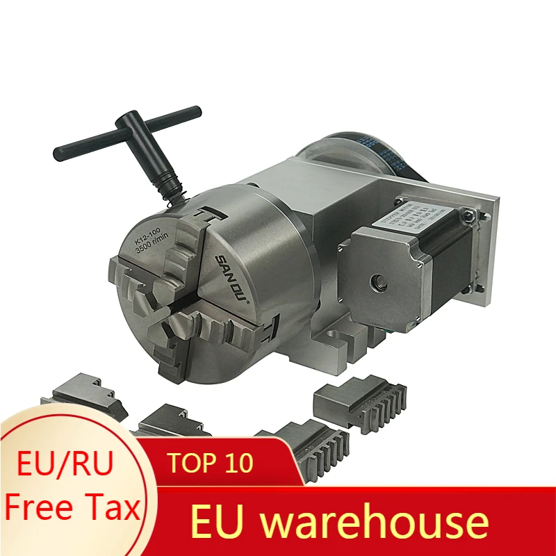

3 4 Jaw 100mm chuck hollow shaft 4th Axis CNC dividing head Rotary A axis kits for CNC router/milling engraving engraver