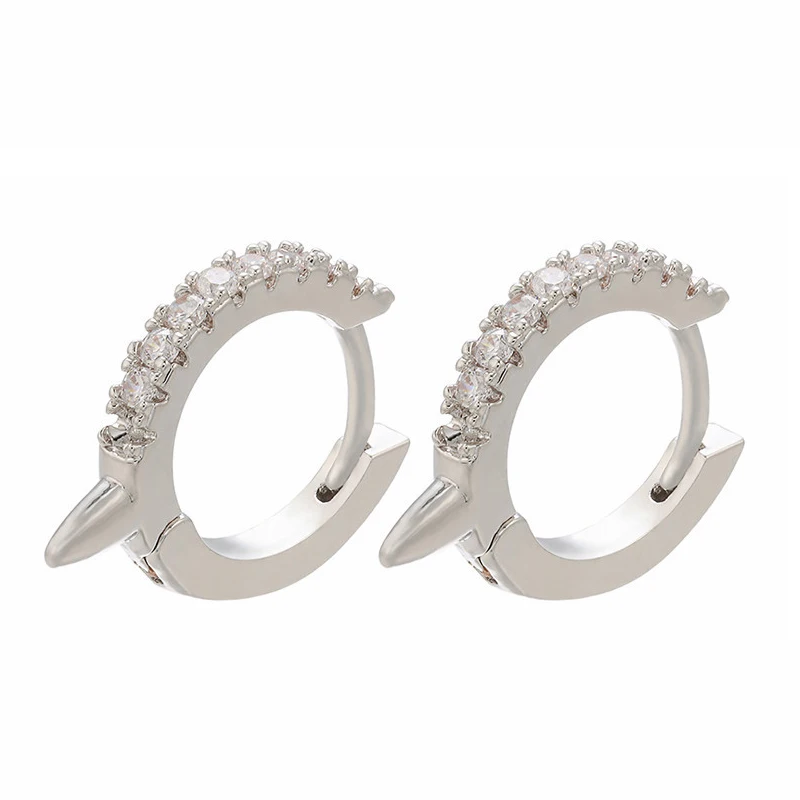 Серьги кольца с фианитами для пирсинга маленькие модные украшения прокола хряща