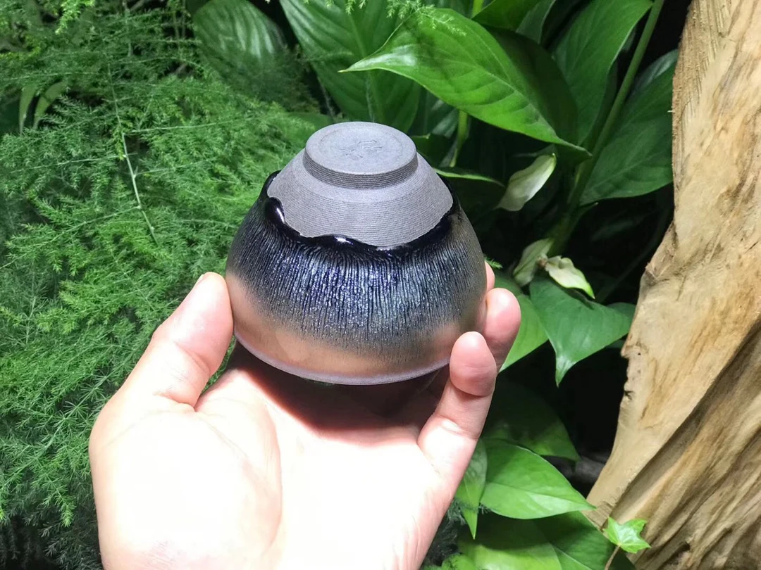 Китайская чайная миска Jian kiln JZ126 с серебряной меховой глазурью от известного