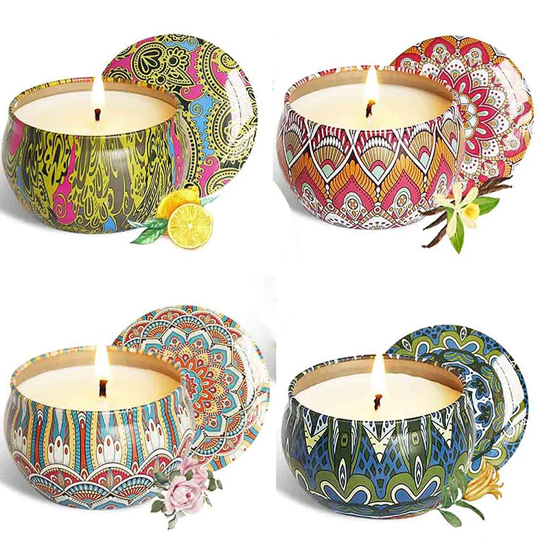 

Smokeless Tinplate Scented Candles Gift Set Natural Soy Wax Aromatherapy Candles Kit Home Decor Home Decoration