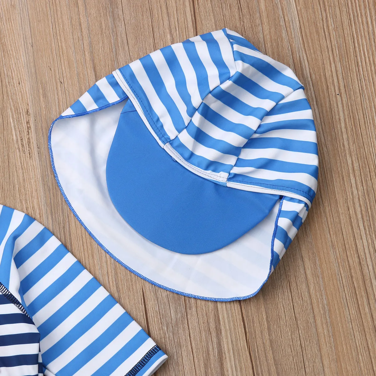 Детский купальник с длинным рукавом в полоску для мальчиков и девочек, однотонный купальный костюм с закрытым корпусом, детская одежда для купания.