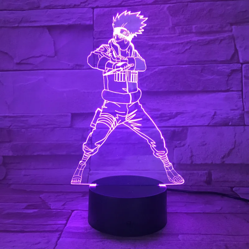 Kakashi 2 Светодиодный ночной Светильник аниме «Наруто» для детей с героями мультфильмов Какаси из аниме «Как у героя мультфильма Саскэ Сакура японское аниме Манга дружбы комиксов Сенсор лампа Ночной светильник 3d лампа - Испускаемый цвет: Kakashi 2